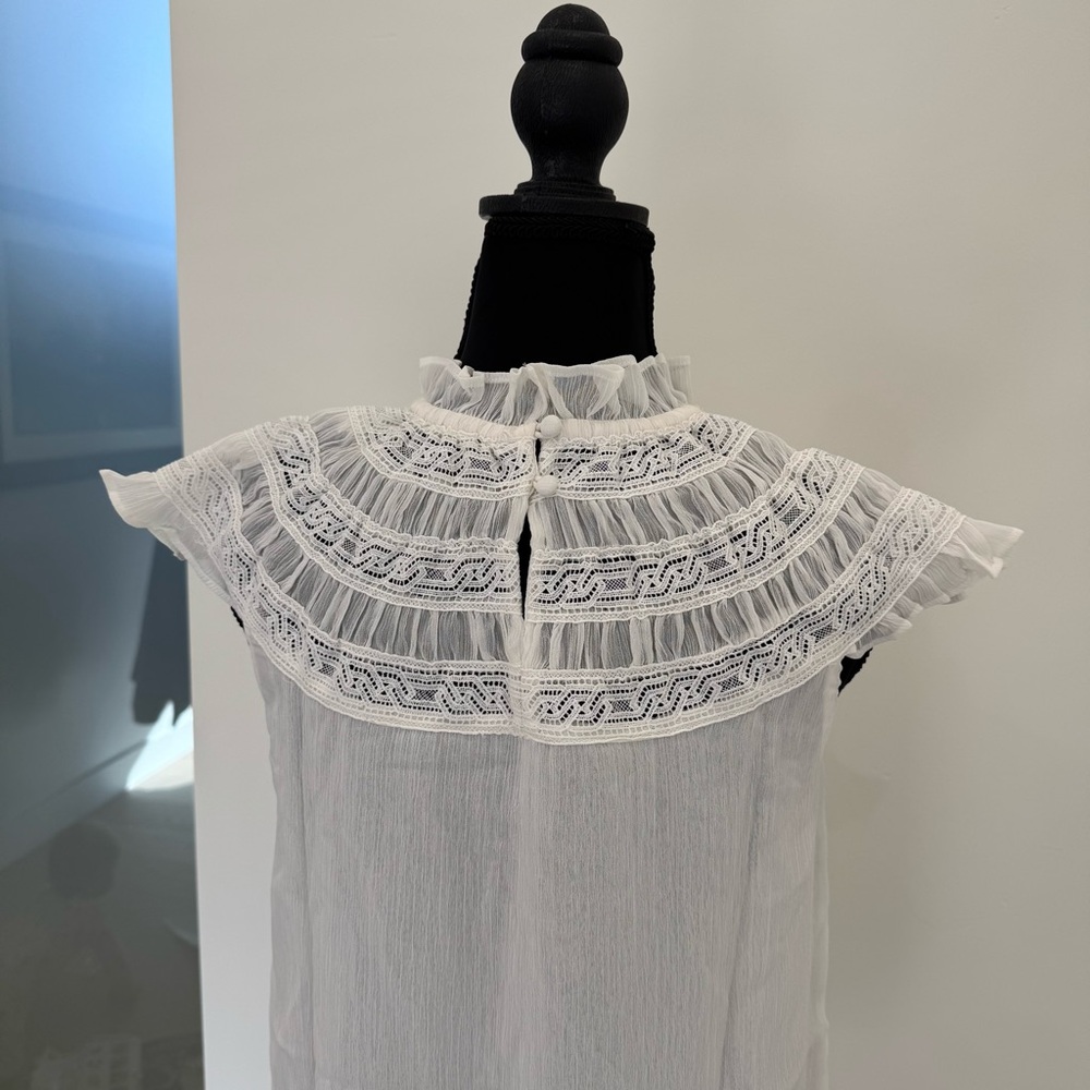 Ann Taylor Elegant White Ruffled Top - Picture 4 of 5